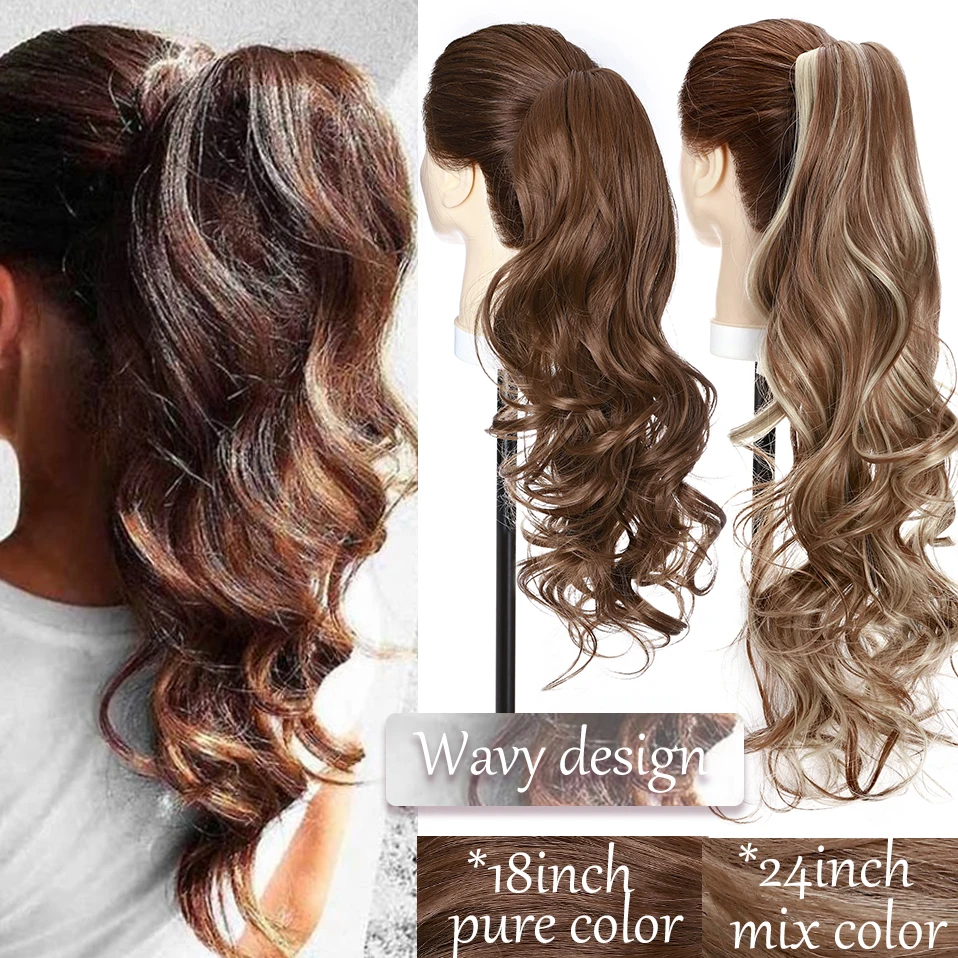 S-noilite Synthetic Long Wavy Fake Ponytail Extension Hair Three Types Claw On Ponytail Hair Extensions Women Hairpiece