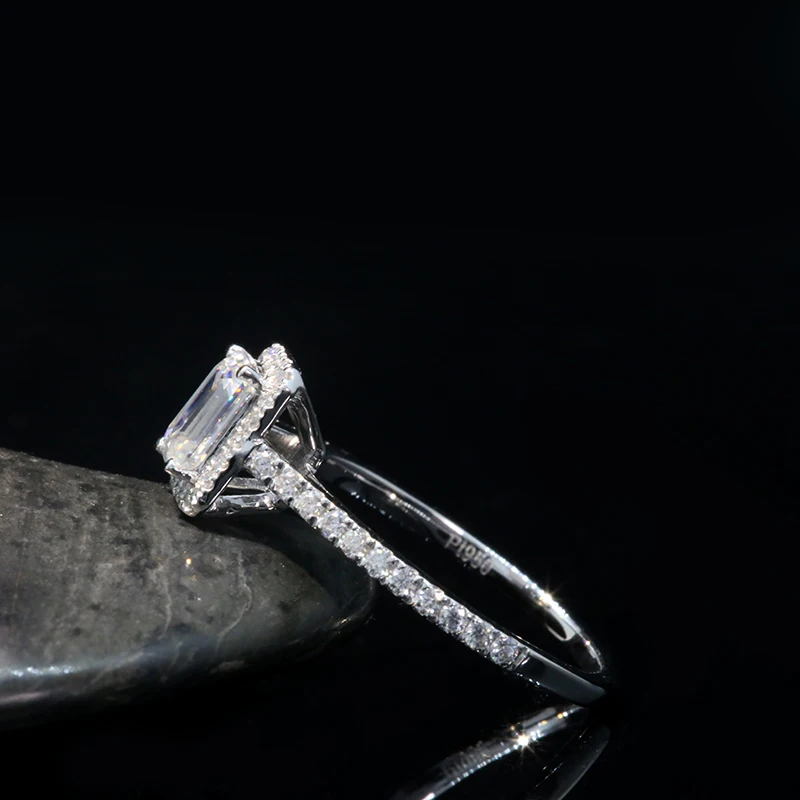 AEAW 0.7ct 4*6 мм изумрудная огранка камень Муассанит кольца для женщин 18 к 14 к белое золото розовое золото романтические обручальные кольца