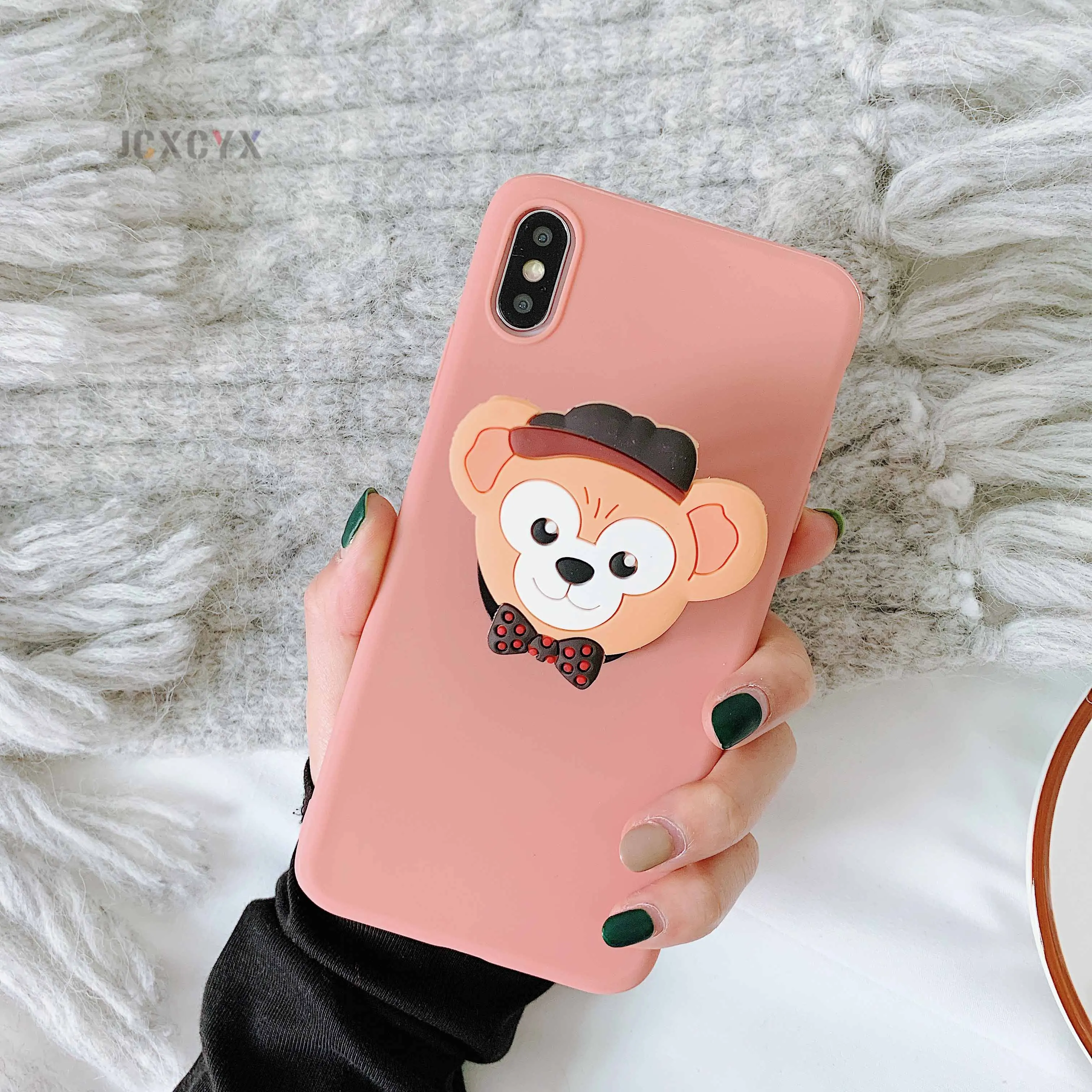 3D милый Cartoo Duffy Минни Мягкий чехол для телефона для iphone X XR XS 11 Pro Max 6S 7 8 plus держатель чехол для samsung S8 S9 S10 Note