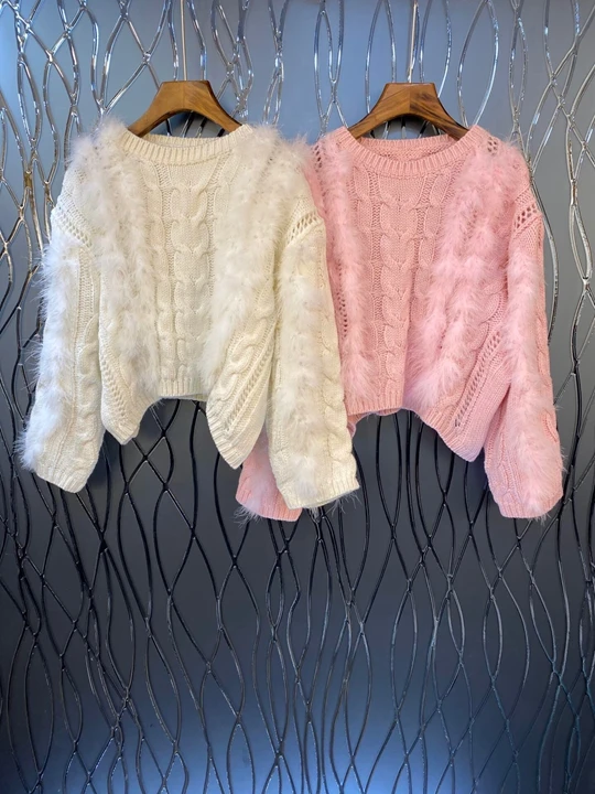 Autumn and winter new women's round neck bat sleeve twist knitting decoration long sleeve loose sweater 1106
