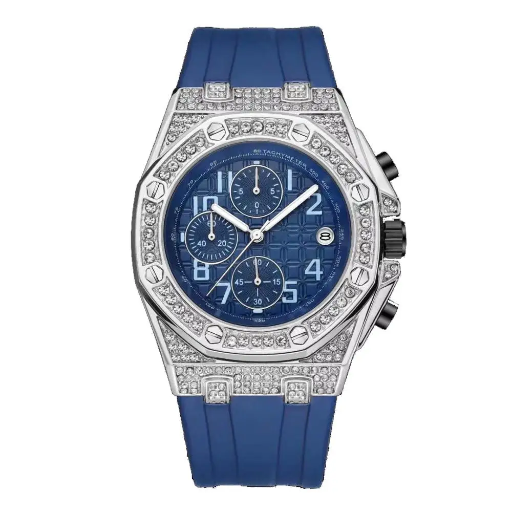 

2020 TACTO Top Luxury Brand Men;s Watch Fashion Chronograph Diver Watch Rubber Diamonds Army Military WristWatch 30M Waterproof