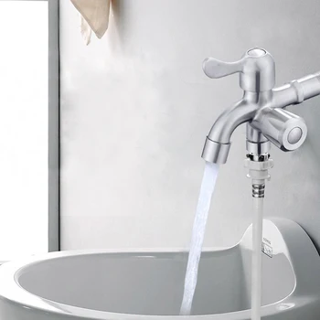 

Double Handle Bath Faucets Wall-Mounted Laundry Garden Kitchen Bathroom Sink Faucets Stainless Steel Washing Machine Water Tap