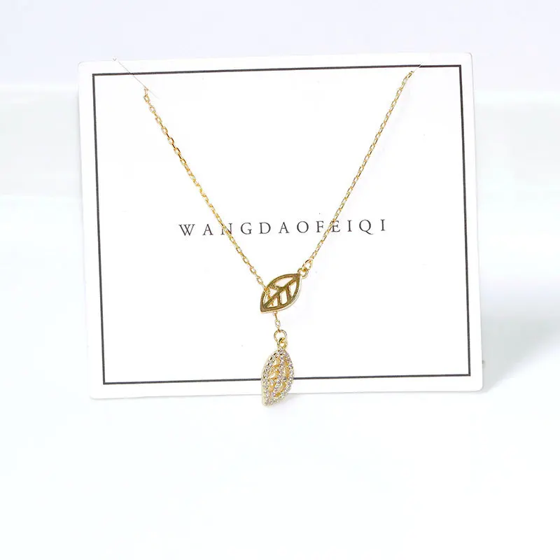 

Yong Cheng S925 Fine Silver Literature And Art Small Fresh New Zircon Leaf Pendant Choker Necklace Leaves Necklace Women's