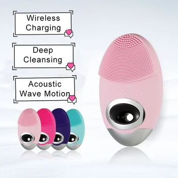 

Sonic Vibrating Silicone Facial Cleanser Wireless Charging Facial Cleansing Brush Beauty Instrument Face massage brush