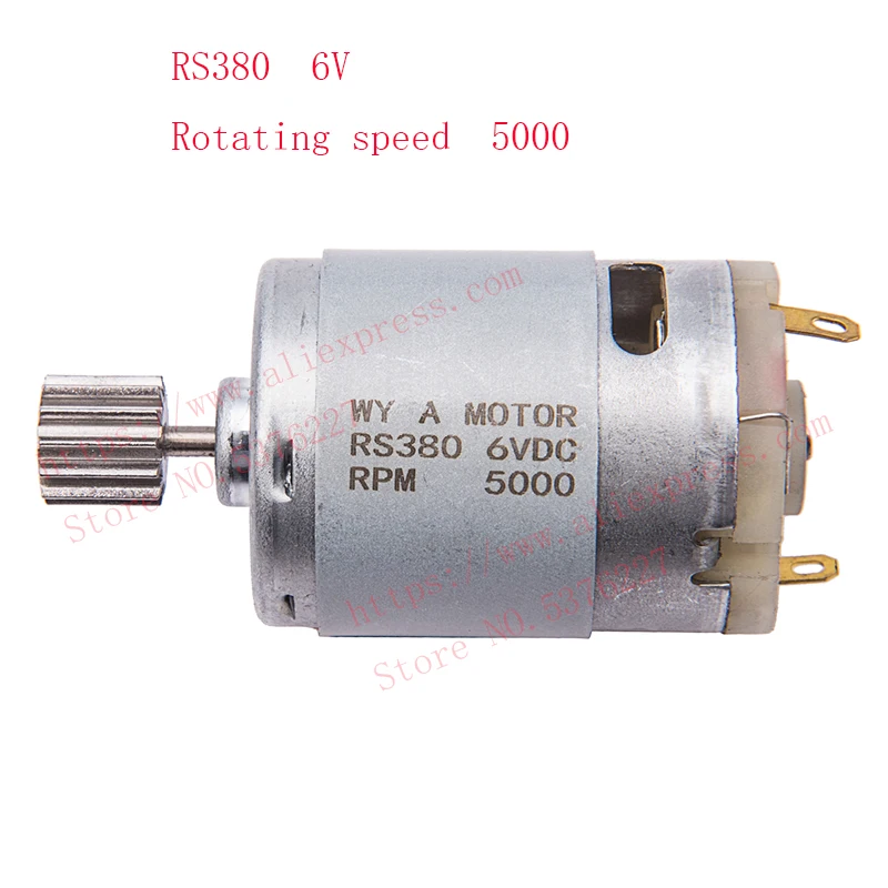 Moteur électrique RS380 pour voiture RC, câbles soudés et connecteur.