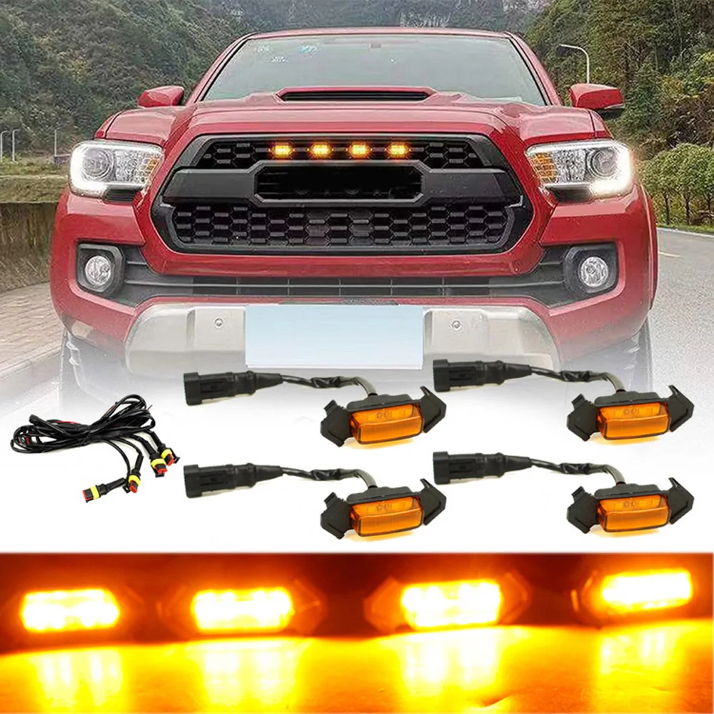 4 шт. Решетка Светодиодный лампа с желтым светом 12V для Toyota Tacoma TRD Pro- Новинка и высокое качество