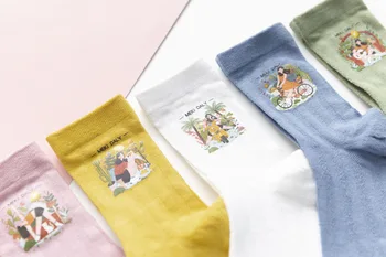 

3 pairs / batch of new European and American printed socks in spring and summer 2020 cross border colored mesh female socks