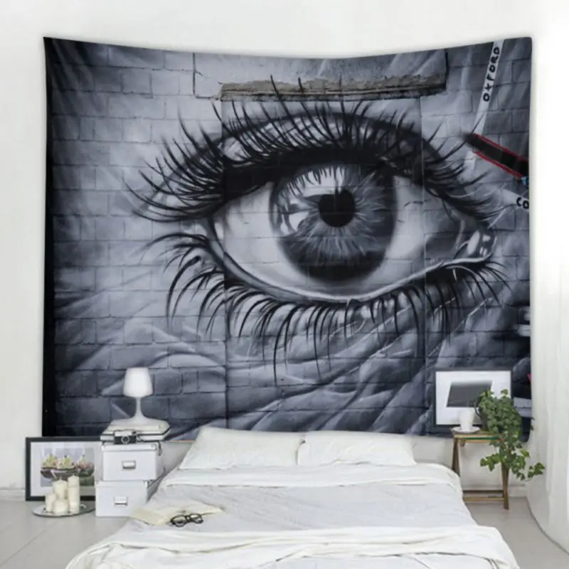 

Colorful Printed Watercolor Eye Curtain Wall Decor Colorful Fairy Tapestry Rainbow Art Wall Decor...