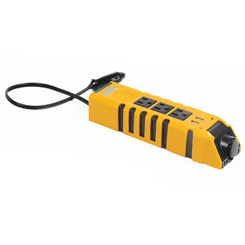 

150W Car Power Inverter Strip Flame Retardant Plastic Dual USB Charging Ports Converter Adapter DC12V to AC110V Outlets US Plug