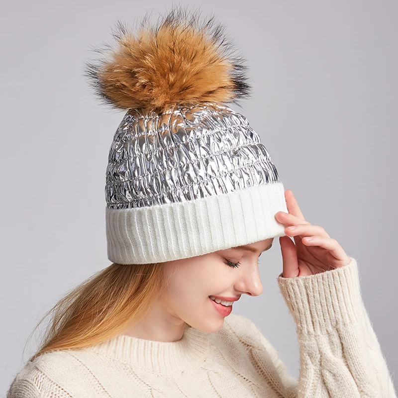 FARI Winter Beanie for Women Knit Slouchy Oversized Hat Warm Ski Cap with Pom Pom 