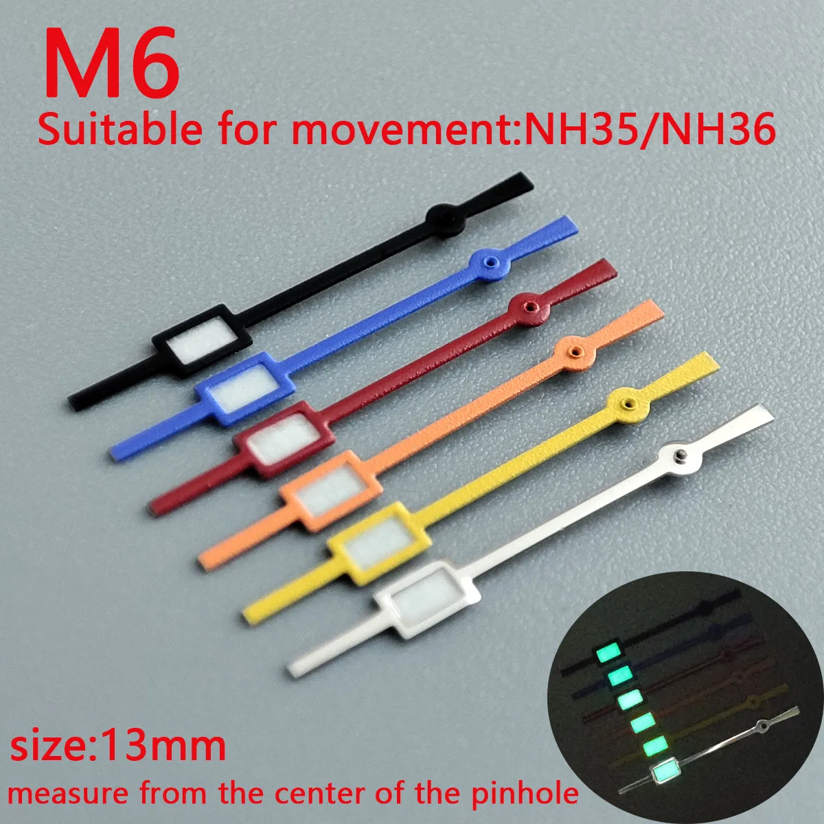 NH35 hands NH36 hands pointer green luminous Watch accessories suitable for nh35 Second Hands nh36 movement M6