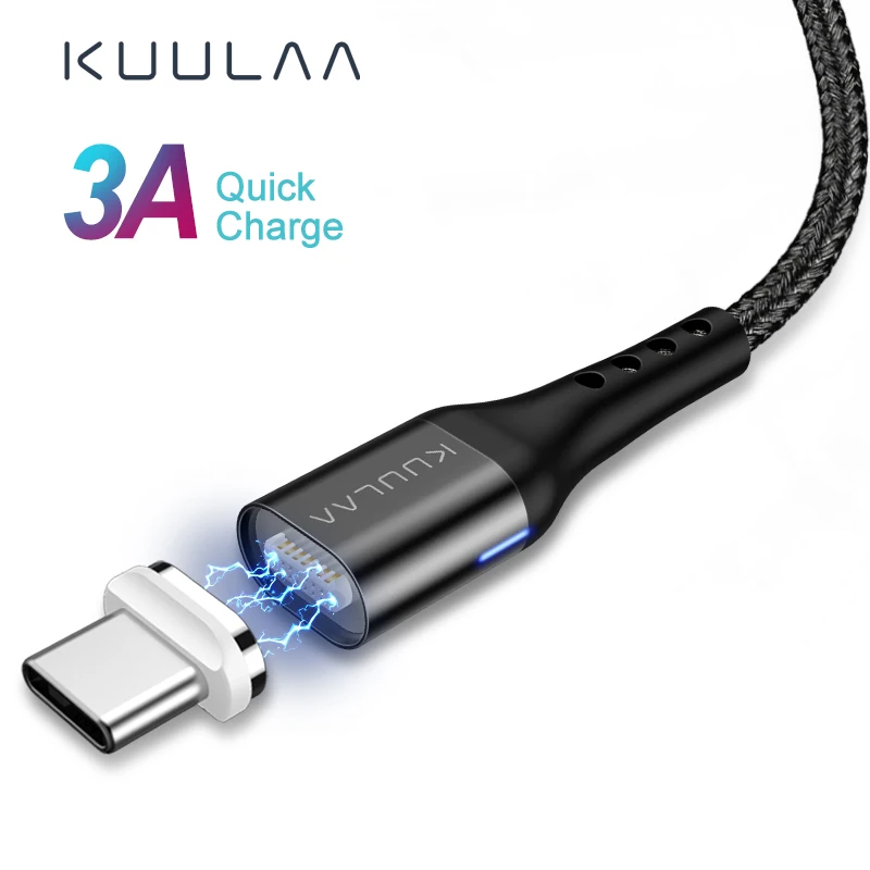 KUULAA Магнитный кабель type-C USB Быстрая Зарядка адаптер для samsung Xiaomi Mi 8 9 huawei зарядное устройство магнит type C зарядка USB C шнур
