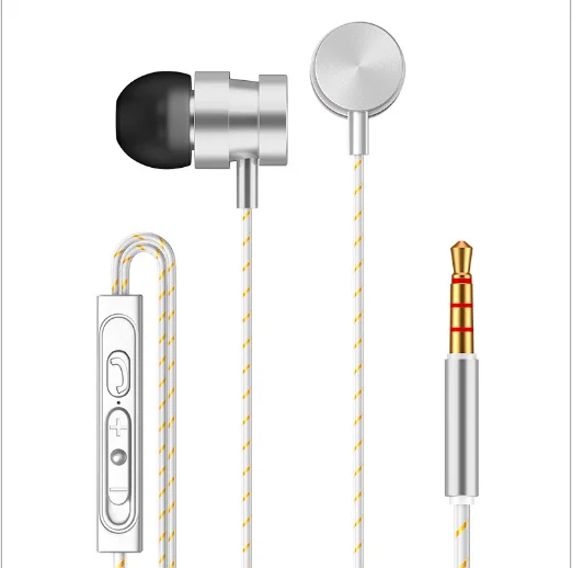 Silver 10 pcs New Universal earphones 3.5mm In Ear Stereo Earbuds metal earphone For Xiaomi/for Huawei Wired Earphone For Phone PC - Color: Silver