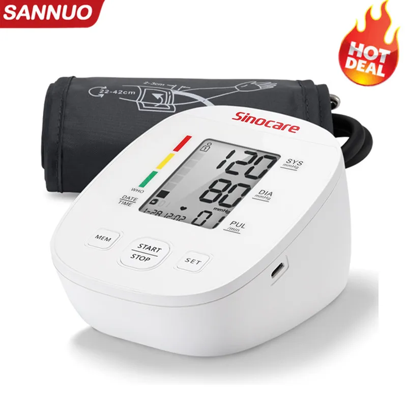 Blood Pressure Monitor Sinocare Tensiometer Upper Arm Automatic Digital BP Machine Pulse Heart Rate Monitor blood pressure monitor blood pressure meter