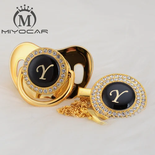 LY-8 0-6M BLING name Initial letter Y elegant silver bling pacifier and pacifier clip BPA free dummy bling unique design SGS pass LY - Цвет: LY-8 0-6M