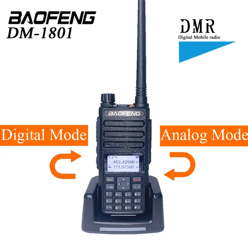 2021 Baofeng DMR DM-1801 Walkie Talkie VHF UHF 136-174&400-470MHz Dual-Frequency Dual-Slot Digital Radio DM1801 Ham Broadcasting