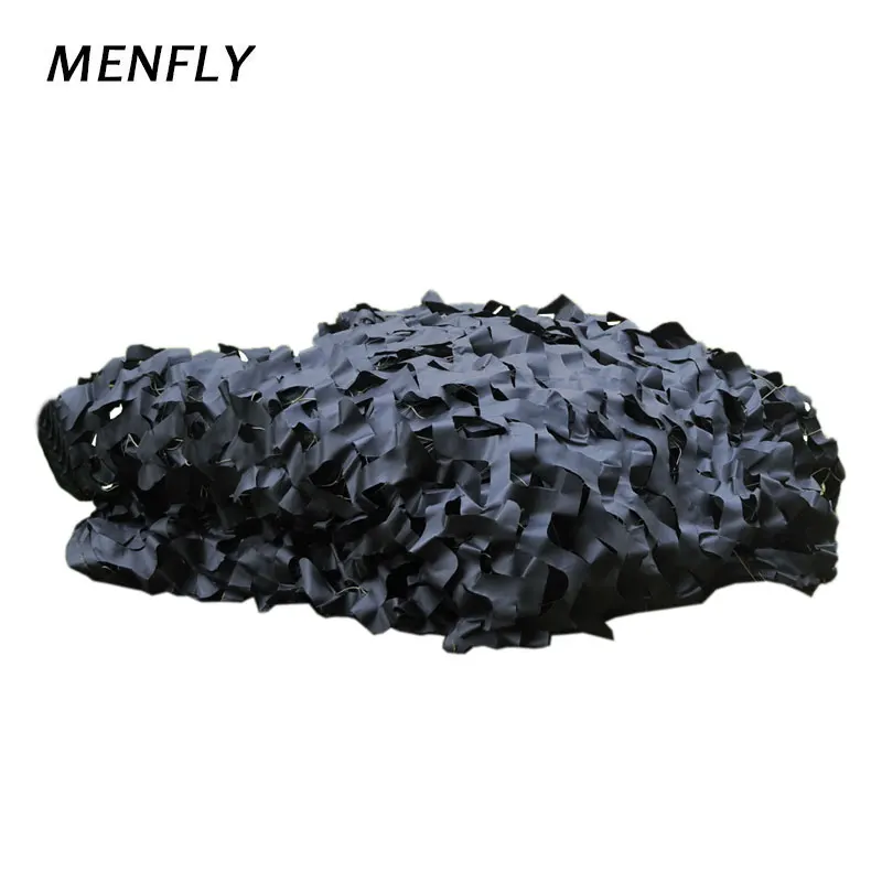 

MENFLY Black Camouflage Net 3M Wide with Mesh Netting Behind Military Hunting Shade Camo Network Camping Awning for Car Cover