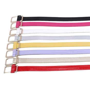 

Women Faux Leather Belts Candy Color Thin Skinny Waistband Adjustable Belt Women Dress Strap cinturon mujer