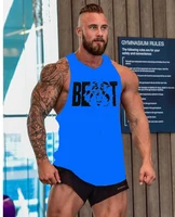 Vêtements de marque de gymnastique musculation Fitness débardeurs de course pour hommes entraînement gilet imprimé BEAST Stringer vêtements de sport maillot de corps musculaire 5