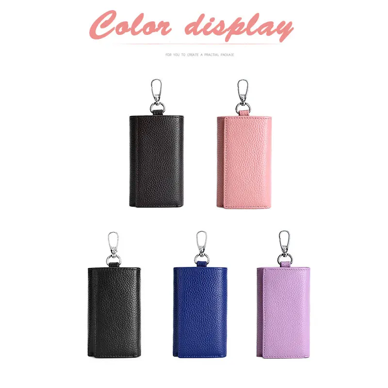 

Genuine Leather Key Wallet Zipper Key Case Card Case Multi keychain pouch Man Car Key Bag Key Case Housekeeper Key Holder Unisex