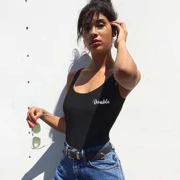 

Solid Tank Top White Black Minimalist Highstreet Solid Slim Fitted Skinny Summer Bodysuit Women Sexy Streetwear Bodysuits