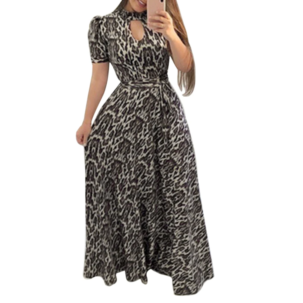 Color 1 LASPERAL/повседневное женское летнее платье с принтом, халат Femme Vestido, Женский пуловер, большие размеры, уличная одежда, длинное Бандажное Платье Макси - Цвет: Color 1