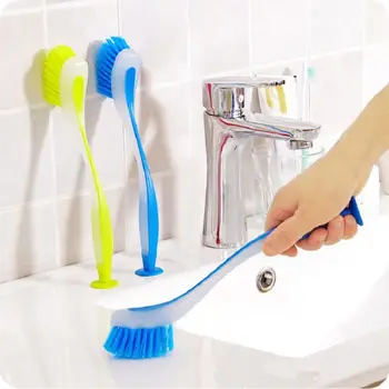 

Kitchen Multifunction Long Handle Tool Pot Home Scrub Dish Washing Cleaning Brush Pan Suction Cup Vertical Clean Brush