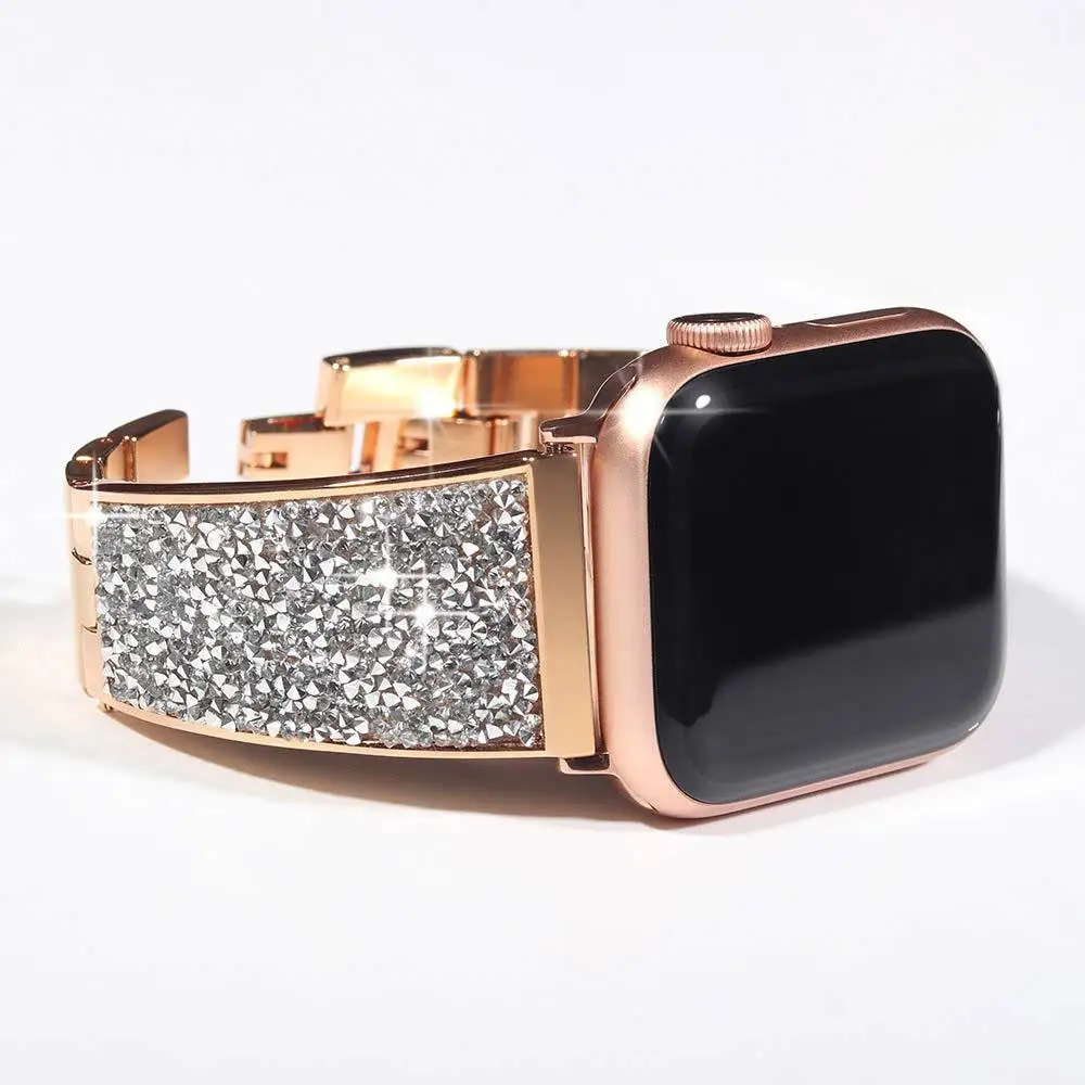 Роскошный Бриллиантовый ремешок для Apple Watch, ремешок 40 мм, 38 мм, браслет, ремешок, шикарный чешский камень, женский ремешок для часов iwatch, серия 5, 4
