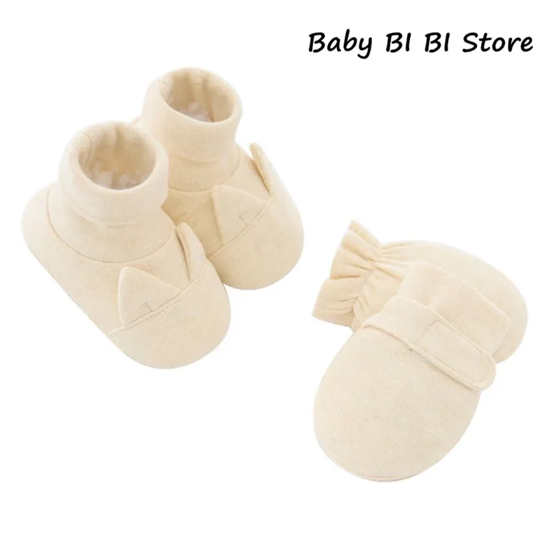 Детские носки, комплект перчаток, перчатки для новорожденных, дышащие, эластичные, хлопковые, с мягкой подошвой - Цвет: 6
