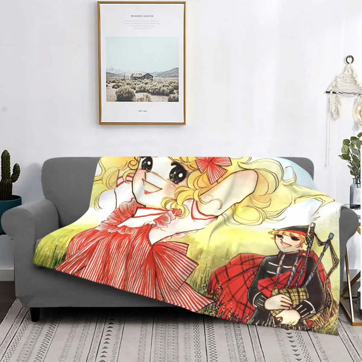 

Candy Candy Anime Blanket Velvet Kawaii White Adley Lightweight Throw Blankets for Airplane Travel Bedroom Quilt