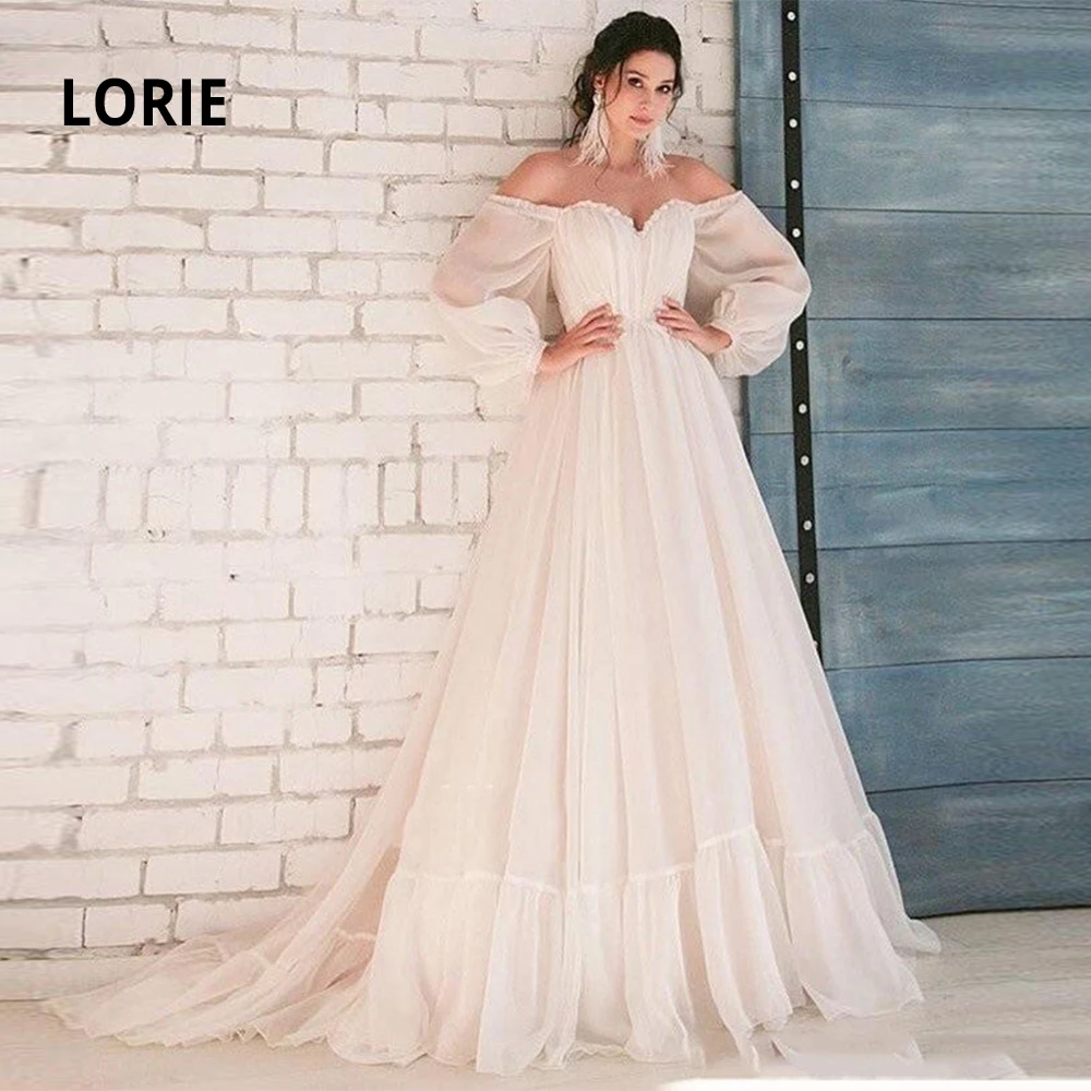LORIE свадебное платье с длинным рукавом и открытыми плечами Boho 2020 Свадебные платья