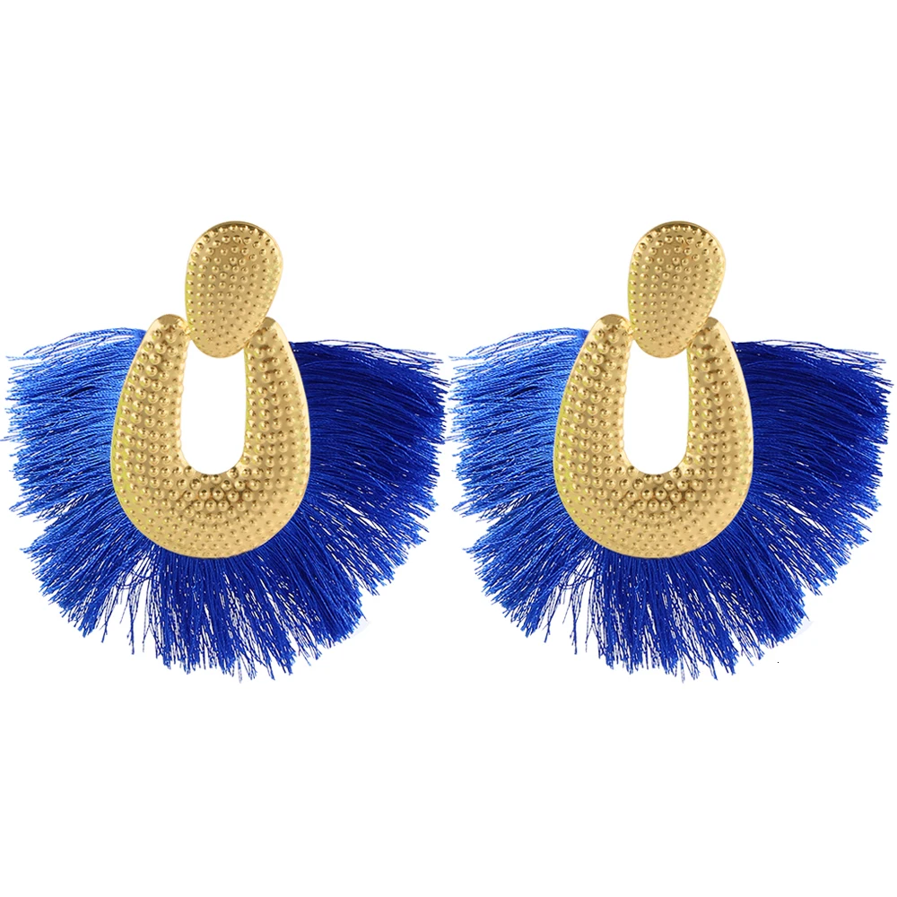 E5807Personality Women Big Tassel Drop Earrings Colorful Bohemia Dangle Earring Fashion Jewelry Ear Drop Special Design Gift CS28