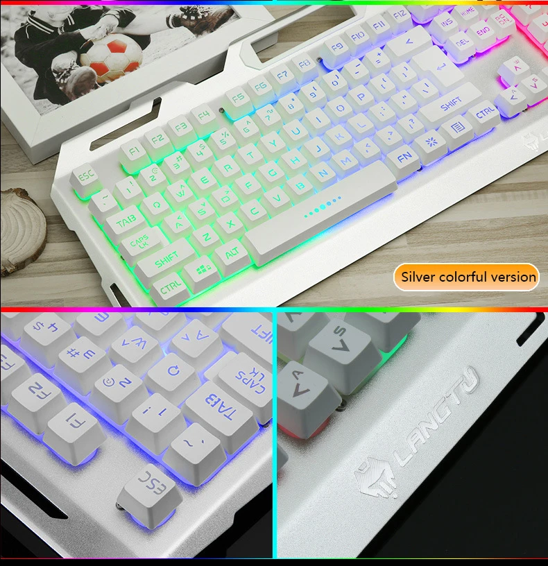 Набор игровой клавиатуры с 104 клавишами проводная USB клавиатура подсветкой RGB для