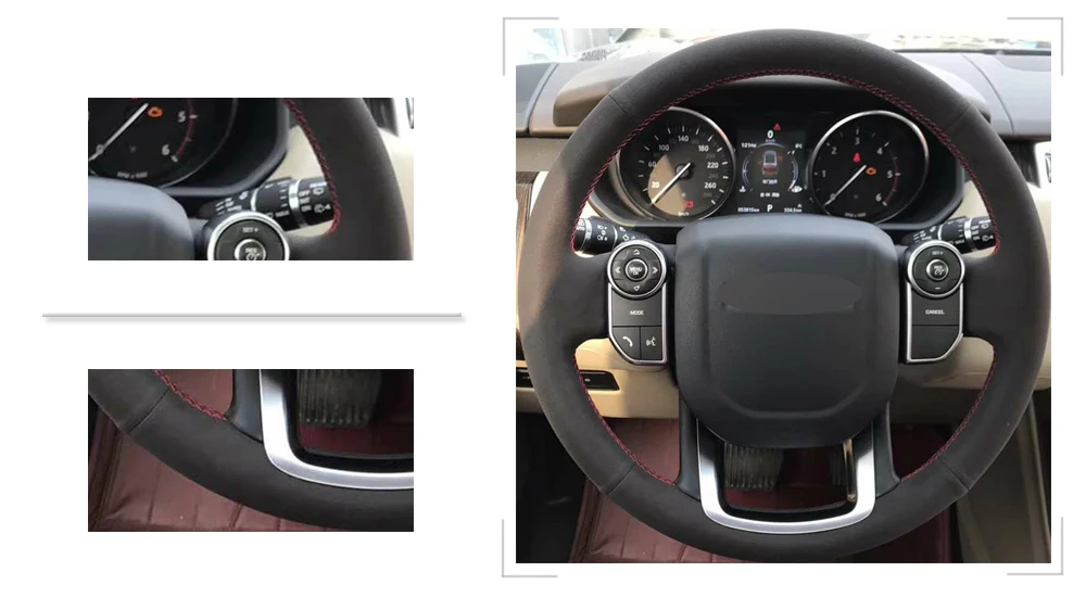 Черный замшевый чехол на руль ручной работы для Land Rover Range Rover velar- Range Rover Sport