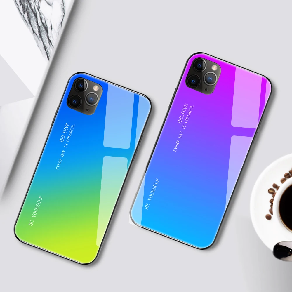 Градиентный стеклянный чехол для телефона для iPhone 11 Pro Max X XSMax XR 6 7 8Plus 5 6s DIY для sumsung galaxy Note 8 9 10 Plus S8 9 S10E чехол