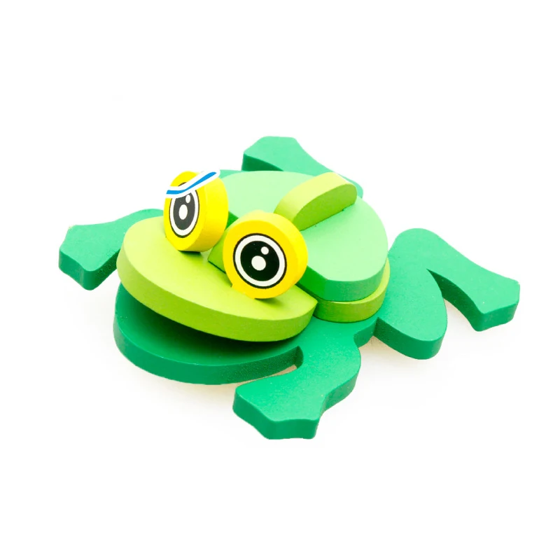 5 Детская игрушка деревянная головоломка деревянная 3D головоломка для детей Детские Мультяшные животные Пазлы обучающая игрушка - Цвет: 5