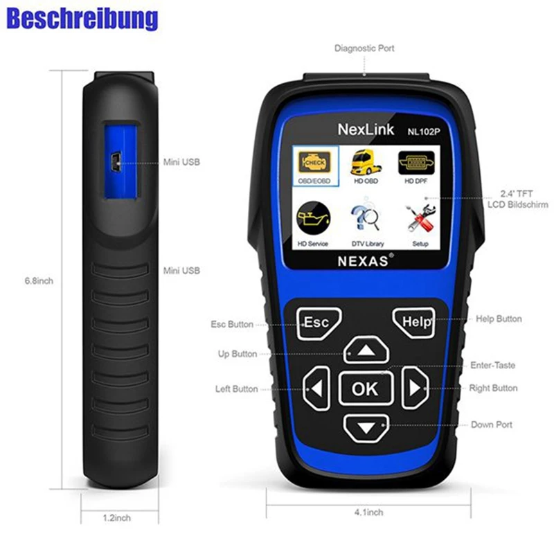 automotive battery charger Nexas Nl102P Heavy Duty Truck Diagnostic Scanner Car Code Reader Dpf Oilreset car inspection equipment for sale