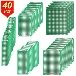 Kit de cartes de Circuits imprimés Double face, 40 pièces, 5 tailles universelles, sans trace, perforées, pour bricolage 