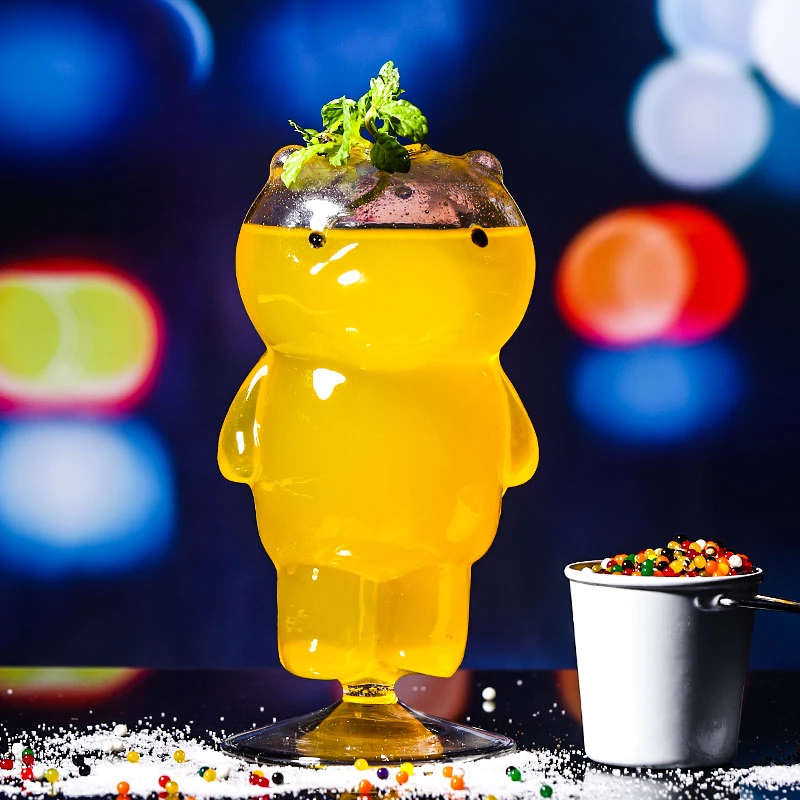 Bear Cocktail Glass 230 мл небольшой емкости креативный Медвежонок коктейльное стекло Бытовая прозрачная пивная водка бренди стеклянная посуда бар индивидуальное вино стекло - Цвет: Bear Cocktail Glass