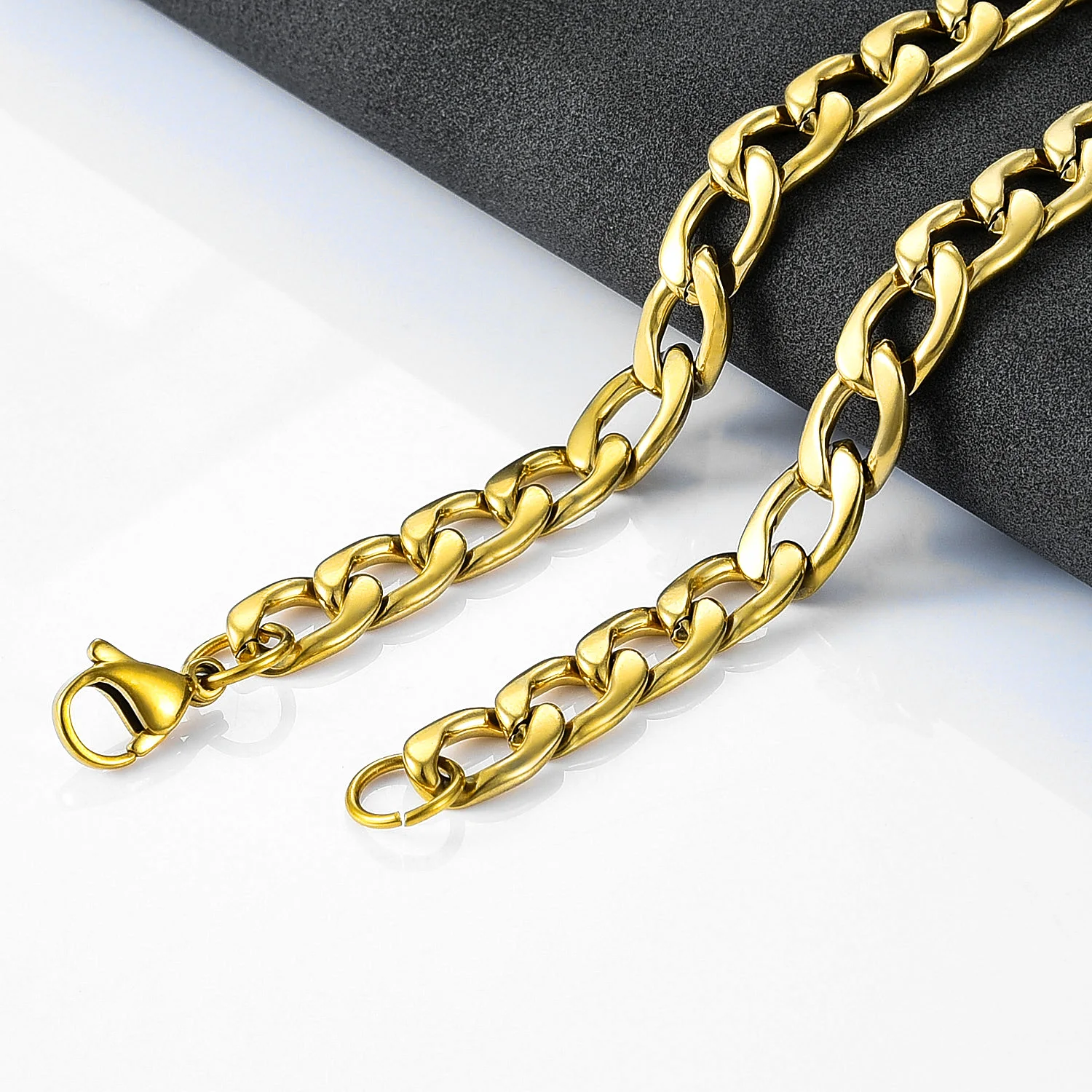 Collana A Catena Cubana Unisex - Acciaio Inossidabile Placcato Oro, Larghezza 6 Mm, Lunghezza 50 Cm - Foto 7