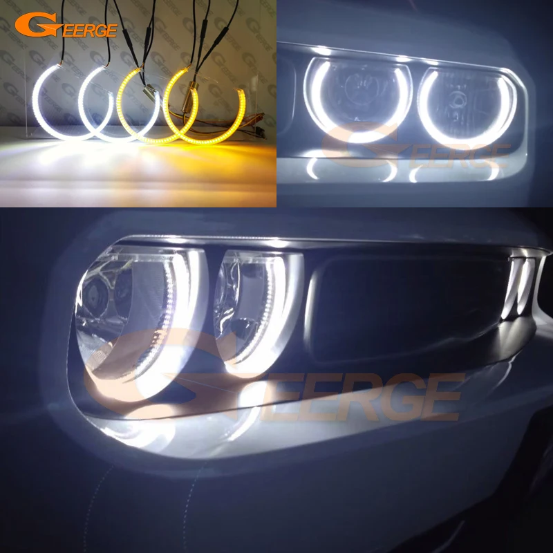

For Dodge Challenger 2008 2009 2010 2011 2012 2013 2014 Ultra bright Dual Color Switchback led angel eyes drl turn signal