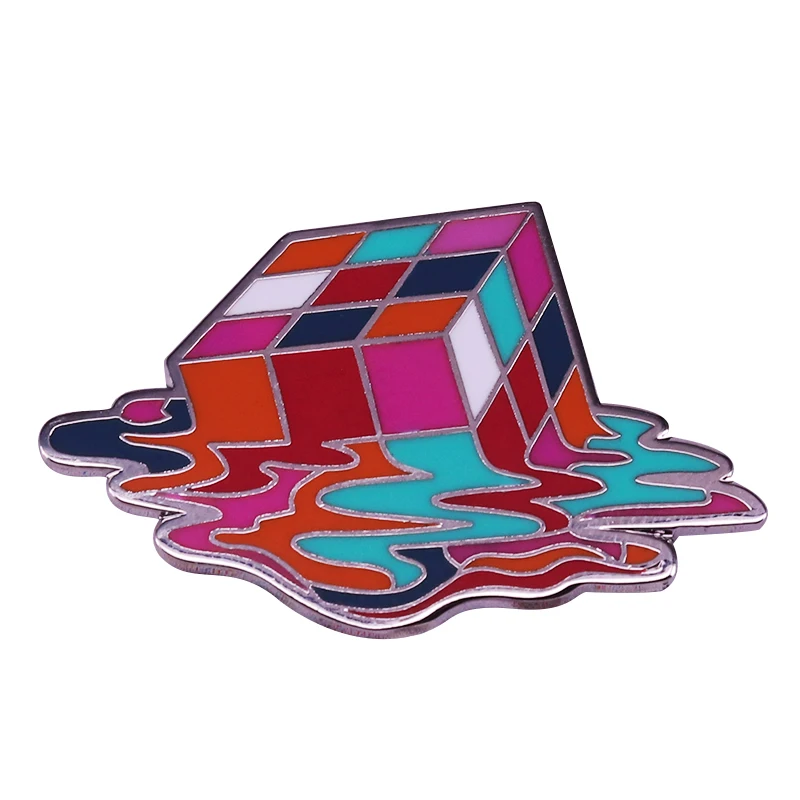 Sheldon Melting Rubiks Cube Hard Enamel Pin Brooch Preschool Science