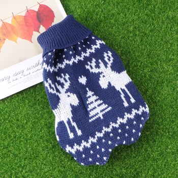 

Christmas Pet Sweater Cute Festive Puppy Clothes Small Dog Winter Coat for Xmas Party Holidays Festival (Blue, S)