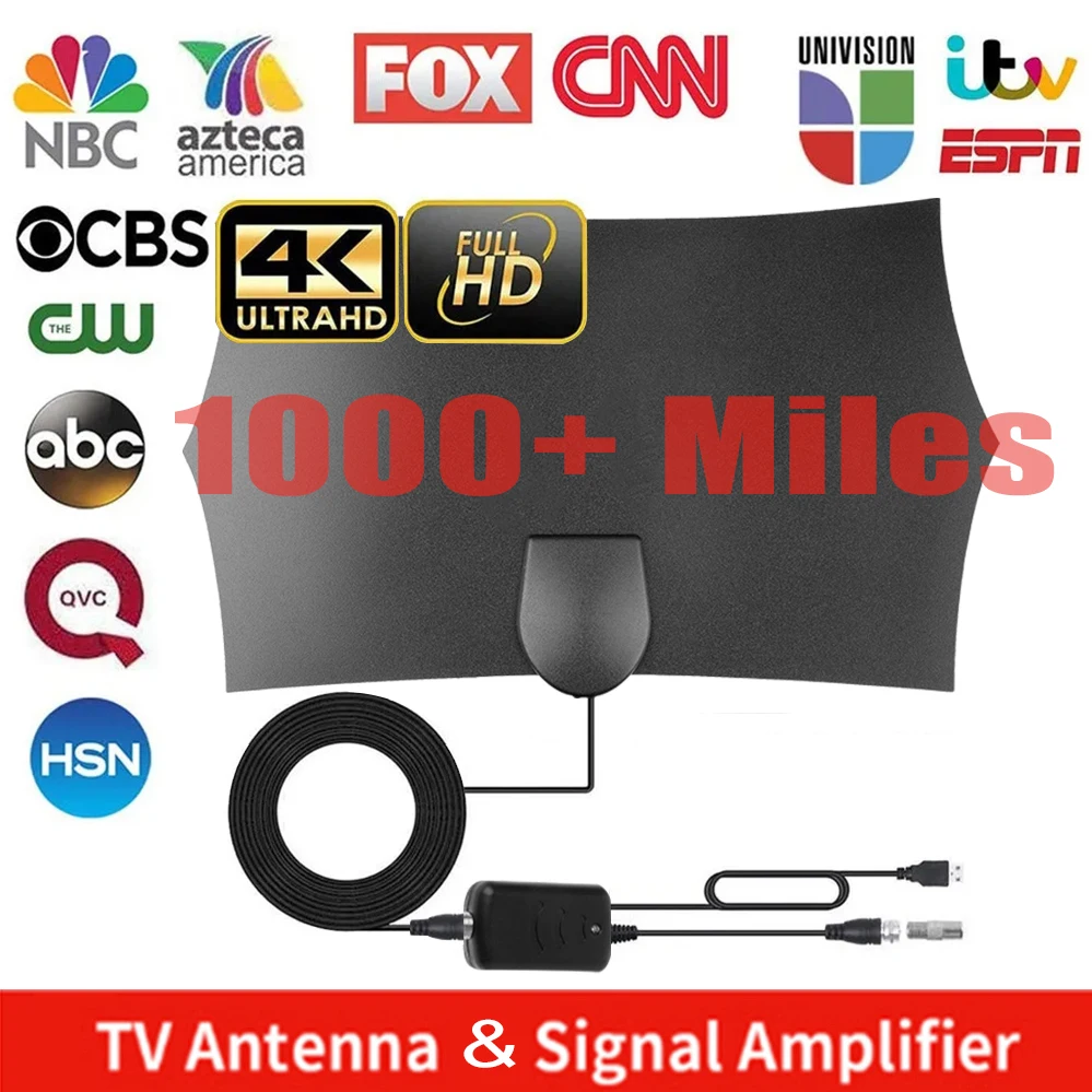 Переносная ТВ-антенна 1300 миль 4K 8K DVB-T2 усилитель цифровой 1080P с высоким