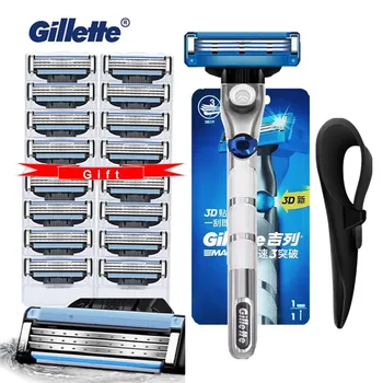 

Gillette Mach 3 Turbo 3D Men's Razor Handle Machine for Shaving Razor Blade Cassettes Shaver For Beard with Rubber Sleeve