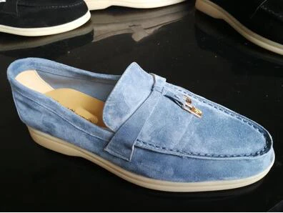 VIISENANTIN; повседневные женские замшевые туфли на плоской подошве; лоферы с круглым носком, украшенные металлическим замком; удобная разноцветная обувь без застежки - Цвет: light blue