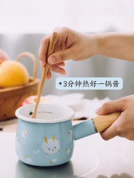 

Japanese mini milk pot household small soup noodle stewpot electromagnetic stove porcelain enamel saucepot breakfast pan