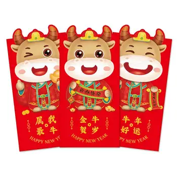 

6Pcs red envelope Year of the Ox 2021 new red envelope Chinese style Happy new year envelopes