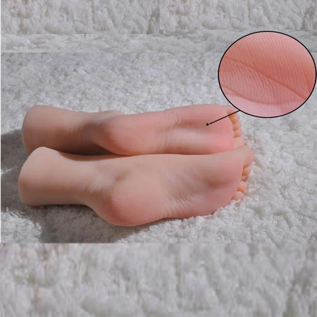 New Luxury 2Pcs Realistic Female Foot Model Life Size Girl Feet Mannequin Tools for Jewelry, Socks, Shoes, Anklet Non-toxic