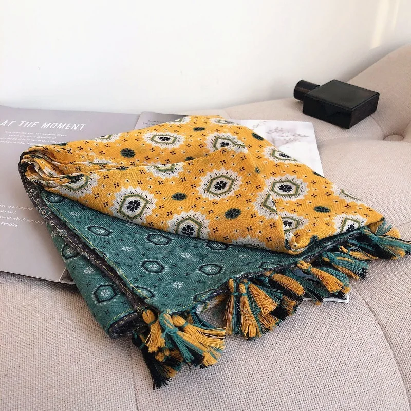 Мода Ацтекский дизайн геометрический узор в Цветочная вискозная шаль шарф леди высокое качество обертывание пашминовый палантин Bufanda мусульманский хиджаб снуд
